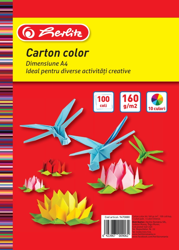 CARTON COLOR A4 160G 100/TOP HZ 0880 10CULORI