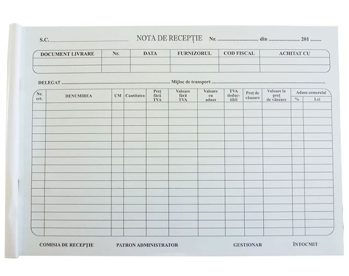 NOTA RECEPTIE AUTOCOPIATIVA A4