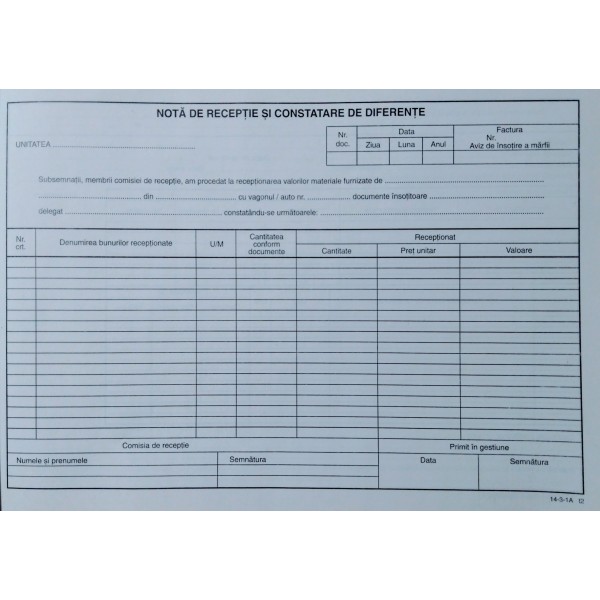 NOTA RECEPTIE CONST DIF